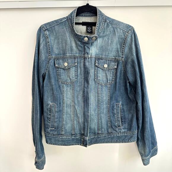 Calvin Klein Zip Cotton Blue Jean Denim Sz Large Jacket Capsule Wardrobe Staple - Picture 1 of 7